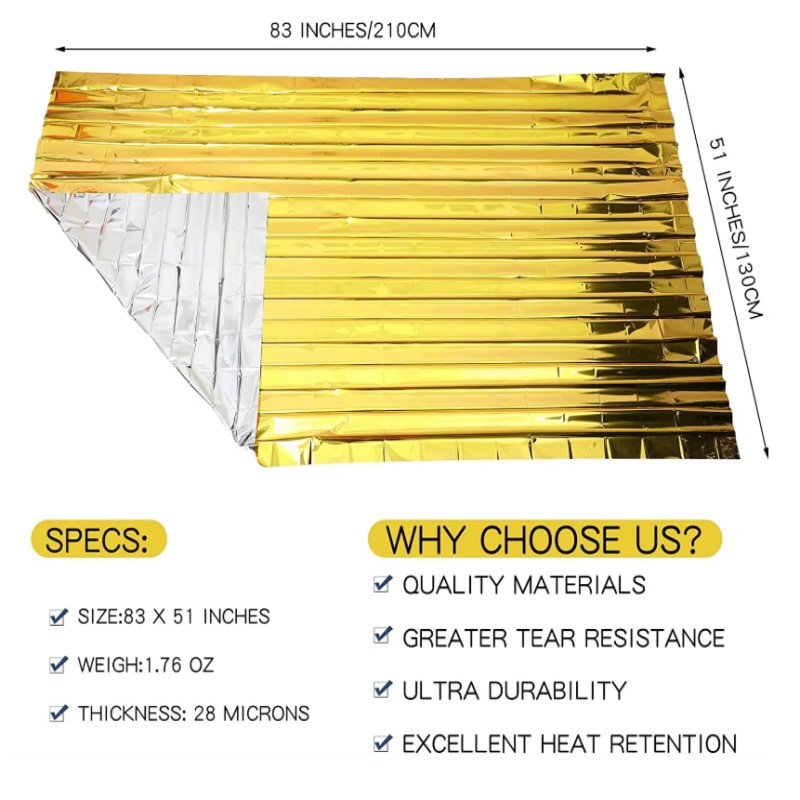 130x210cm Hochleistungs-Mylar- – Survival Blanket Reflective Bewertung und Preis