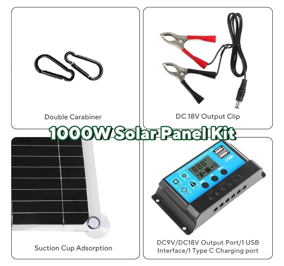 1000W Solarpanel-Set, 12V Sola – Solar Emergency Charger Bewertung und Preis